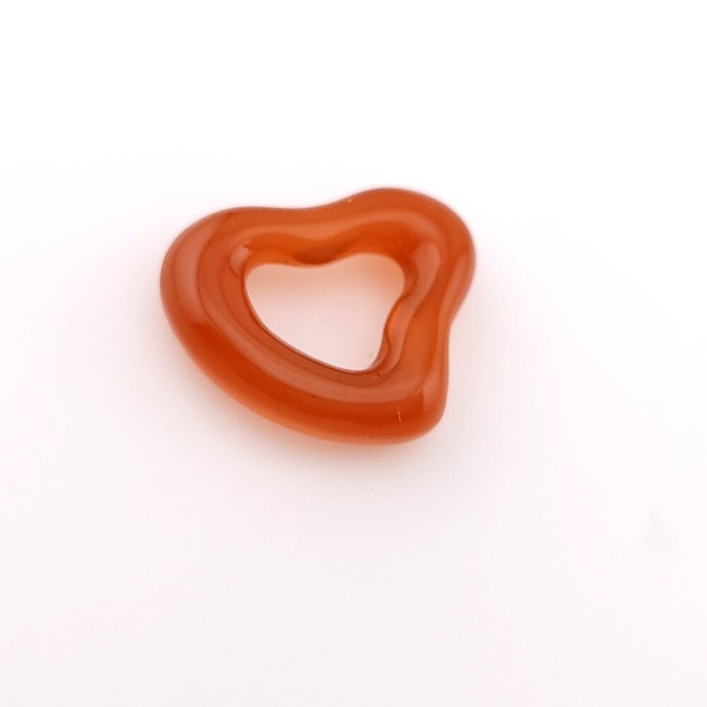 Tiffany & Co. Elsa Peretti Red Carnelian Carved Small Open Heart Pendant + Pouch - Picture 5 of 5